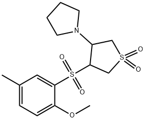 3-(2-methoxy-5-methylphenyl)sulfonyl-4-pyrrolidin-1-ylthiolane 1,1-dioxide Struktur