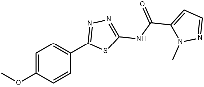 N-[5-(4-methoxyphenyl)-1,3,4-thiadiazol-2-yl]-2-methylpyrazole-3-carboxamide 化学構造式