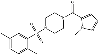 [4-(2,5-dimethylphenyl)sulfonylpiperazin-1-yl]-(2-methylpyrazol-3-yl)methanone Structure