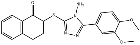 2-[[4-amino-5-(3,4-dimethoxyphenyl)-1,2,4-triazol-3-yl]sulfanyl]-3,4-dihydro-2H-naphthalen-1-one Struktur