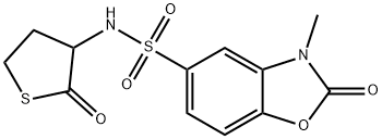 3-methyl-2-oxo-N-(2-oxothiolan-3-yl)-1,3-benzoxazole-5-sulfonamide 化学構造式