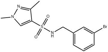 N-[(3-bromophenyl)methyl]-1,3-dimethylpyrazole-4-sulfonamide 化学構造式