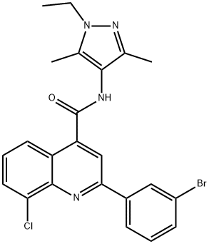 2-(3-bromophenyl)-8-chloro-N-(1-ethyl-3,5-dimethylpyrazol-4-yl)quinoline-4-carboxamide 化学構造式