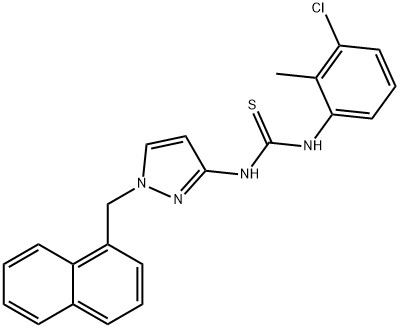 1-(3-chloro-2-methylphenyl)-3-[1-(naphthalen-1-ylmethyl)pyrazol-3-yl]thiourea Structure