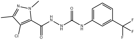 1-[(4-chloro-2,5-dimethylpyrazole-3-carbonyl)amino]-3-[3-(trifluoromethyl)phenyl]urea Struktur