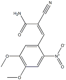(Z)-2-cyano-3-(4,5-dimethoxy-2-nitrophenyl)prop-2-enamide Struktur