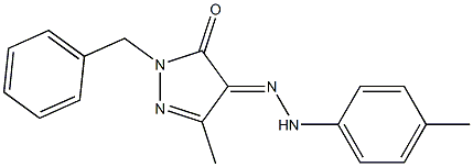 (4E)-2-benzyl-5-methyl-4-[(4-methylphenyl)hydrazinylidene]pyrazol-3-one 化学構造式