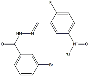 3-bromo-N-[(E)-(2-fluoro-5-nitrophenyl)methylideneamino]benzamide Struktur