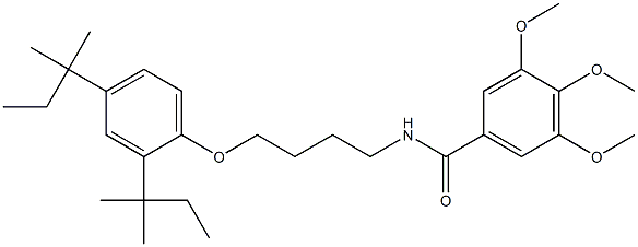 N-[4-[2,4-bis(2-methylbutan-2-yl)phenoxy]butyl]-3,4,5-trimethoxybenzamide 化学構造式