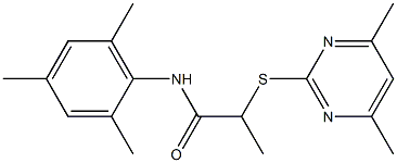 2-(4,6-dimethylpyrimidin-2-yl)sulfanyl-N-(2,4,6-trimethylphenyl)propanamide Struktur