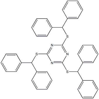 2,4,6-tris(benzhydrylsulfanyl)-1,3,5-triazine 化学構造式