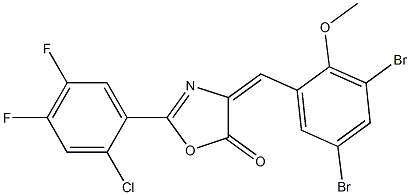 (4E)-2-(2-chloro-4,5-difluorophenyl)-4-[(3,5-dibromo-2-methoxyphenyl)methylidene]-1,3-oxazol-5-one Structure