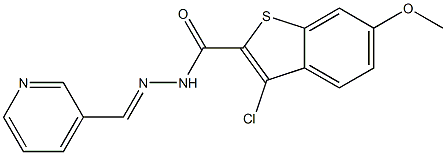 3-chloro-6-methoxy-N-[(E)-pyridin-3-ylmethylideneamino]-1-benzothiophene-2-carboxamide Structure
