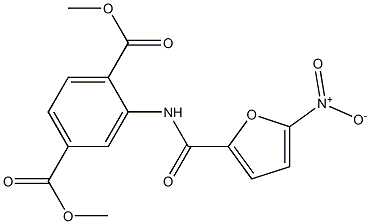 dimethyl 2-[(5-nitrofuran-2-carbonyl)amino]benzene-1,4-dicarboxylate 化学構造式