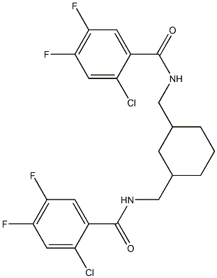 2-chloro-N-[[3-[[(2-chloro-4,5-difluorobenzoyl)amino]methyl]cyclohexyl]methyl]-4,5-difluorobenzamide 化学構造式