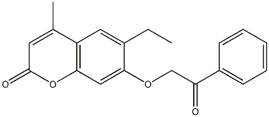 6-ethyl-4-methyl-7-phenacyloxychromen-2-one Struktur