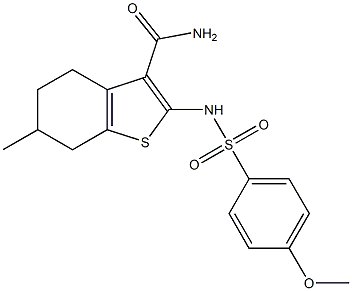 2-[(4-methoxyphenyl)sulfonylamino]-6-methyl-4,5,6,7-tetrahydro-1-benzothiophene-3-carboxamide 结构式