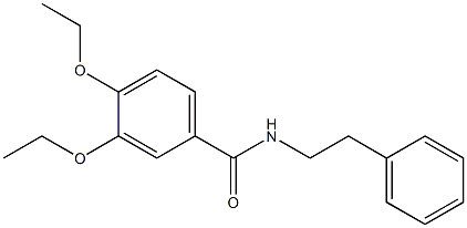 3,4-diethoxy-N-(2-phenylethyl)benzamide 化学構造式