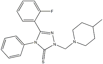 5-(2-fluorophenyl)-2-[(4-methylpiperidin-1-yl)methyl]-4-phenyl-1,2,4-triazole-3-thione Struktur