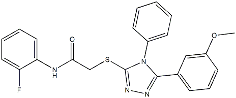 N-(2-fluorophenyl)-2-[[5-(3-methoxyphenyl)-4-phenyl-1,2,4-triazol-3-yl]sulfanyl]acetamide 化学構造式