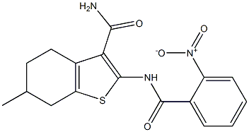 6-methyl-2-[(2-nitrobenzoyl)amino]-4,5,6,7-tetrahydro-1-benzothiophene-3-carboxamide Structure