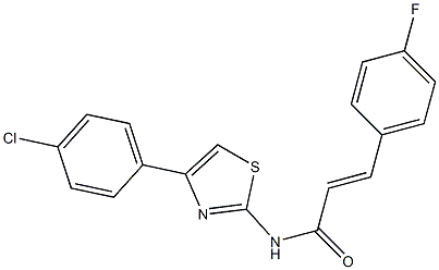 (E)-N-[4-(4-chlorophenyl)-1,3-thiazol-2-yl]-3-(4-fluorophenyl)prop-2-enamide 结构式