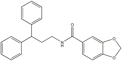 N-(3,3-diphenylpropyl)-1,3-benzodioxole-5-carboxamide 化学構造式
