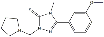 5-(3-methoxyphenyl)-4-methyl-2-(pyrrolidin-1-ylmethyl)-1,2,4-triazole-3-thione Struktur