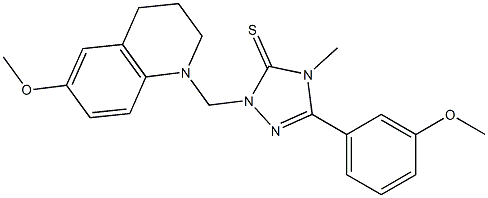 2-[(6-methoxy-3,4-dihydro-2H-quinolin-1-yl)methyl]-5-(3-methoxyphenyl)-4-methyl-1,2,4-triazole-3-thione Struktur