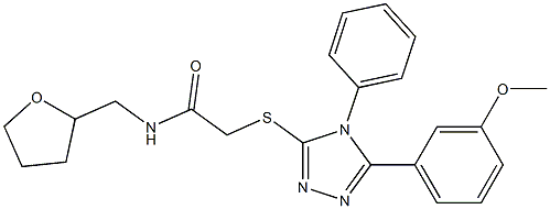 2-[[5-(3-methoxyphenyl)-4-phenyl-1,2,4-triazol-3-yl]sulfanyl]-N-(oxolan-2-ylmethyl)acetamide Struktur