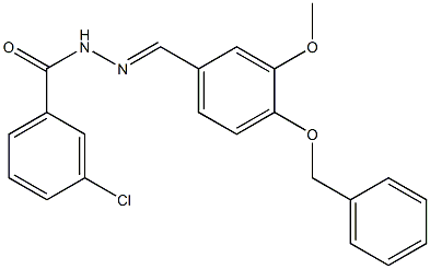 3-chloro-N-[(E)-(3-methoxy-4-phenylmethoxyphenyl)methylideneamino]benzamide 结构式