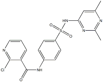 2-chloro-N-[4-[(2,6-dimethylpyrimidin-4-yl)sulfamoyl]phenyl]pyridine-3-carboxamide,,结构式