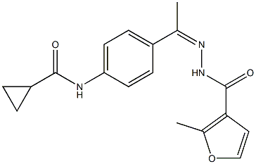 N-[(Z)-1-[4-(cyclopropanecarbonylamino)phenyl]ethylideneamino]-2-methylfuran-3-carboxamide Struktur