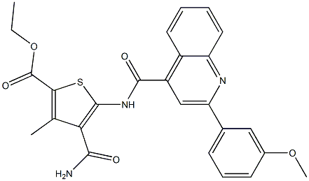 ethyl 4-carbamoyl-5-[[2-(3-methoxyphenyl)quinoline-4-carbonyl]amino]-3-methylthiophene-2-carboxylate Structure