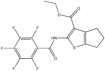 ethyl 2-[(2,3,4,5,6-pentafluorobenzoyl)amino]-5,6-dihydro-4H-cyclopenta[b]thiophene-3-carboxylate Struktur