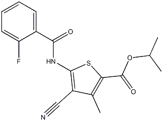 propan-2-yl 4-cyano-5-[(2-fluorobenzoyl)amino]-3-methylthiophene-2-carboxylate,,结构式