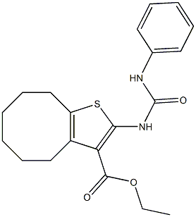 ethyl 2-(phenylcarbamoylamino)-4,5,6,7,8,9-hexahydrocycloocta[b]thiophene-3-carboxylate 结构式