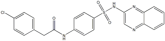 2-(4-chlorophenyl)-N-[4-(quinoxalin-2-ylsulfamoyl)phenyl]acetamide 化学構造式