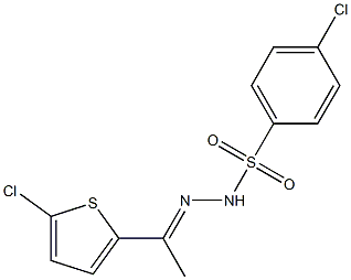 4-chloro-N-[(E)-1-(5-chlorothiophen-2-yl)ethylideneamino]benzenesulfonamide 化学構造式