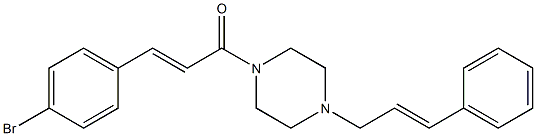 (E)-3-(4-bromophenyl)-1-[4-[(E)-3-phenylprop-2-enyl]piperazin-1-yl]prop-2-en-1-one 化学構造式