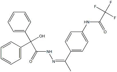 2-hydroxy-2,2-diphenyl-N-[(Z)-1-[4-[(2,2,2-trifluoroacetyl)amino]phenyl]ethylideneamino]acetamide Structure