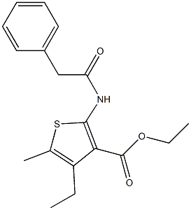 ethyl 4-ethyl-5-methyl-2-[(2-phenylacetyl)amino]thiophene-3-carboxylate Struktur