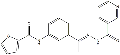 N-[(E)-1-[3-(thiophene-2-carbonylamino)phenyl]ethylideneamino]pyridine-3-carboxamide Structure