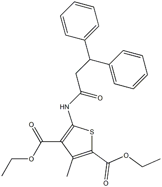 diethyl 5-(3,3-diphenylpropanoylamino)-3-methylthiophene-2,4-dicarboxylate Structure