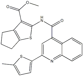 methyl 2-[[2-(5-methylthiophen-2-yl)quinoline-4-carbonyl]amino]-5,6-dihydro-4H-cyclopenta[b]thiophene-3-carboxylate Structure