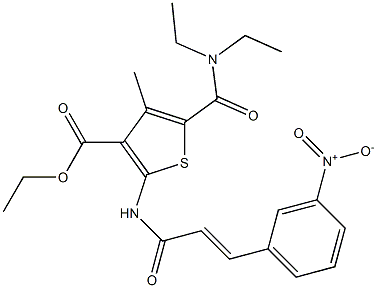 ethyl 5-(diethylcarbamoyl)-4-methyl-2-[[(E)-3-(3-nitrophenyl)prop-2-enoyl]amino]thiophene-3-carboxylate 化学構造式