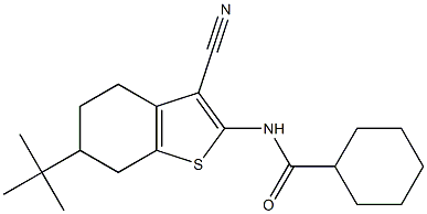 N-(6-tert-butyl-3-cyano-4,5,6,7-tetrahydro-1-benzothiophen-2-yl)cyclohexanecarboxamide 化学構造式