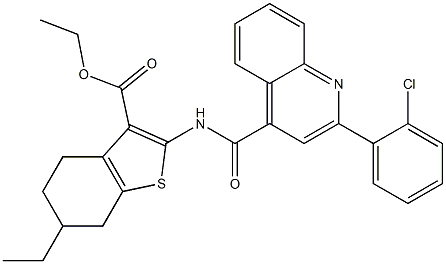 ethyl 2-[[2-(2-chlorophenyl)quinoline-4-carbonyl]amino]-6-ethyl-4,5,6,7-tetrahydro-1-benzothiophene-3-carboxylate Structure