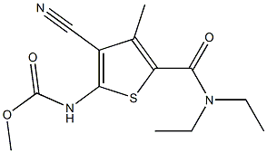 methyl N-[3-cyano-5-(diethylcarbamoyl)-4-methylthiophen-2-yl]carbamate Struktur