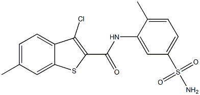 3-chloro-6-methyl-N-(2-methyl-5-sulfamoylphenyl)-1-benzothiophene-2-carboxamide Struktur